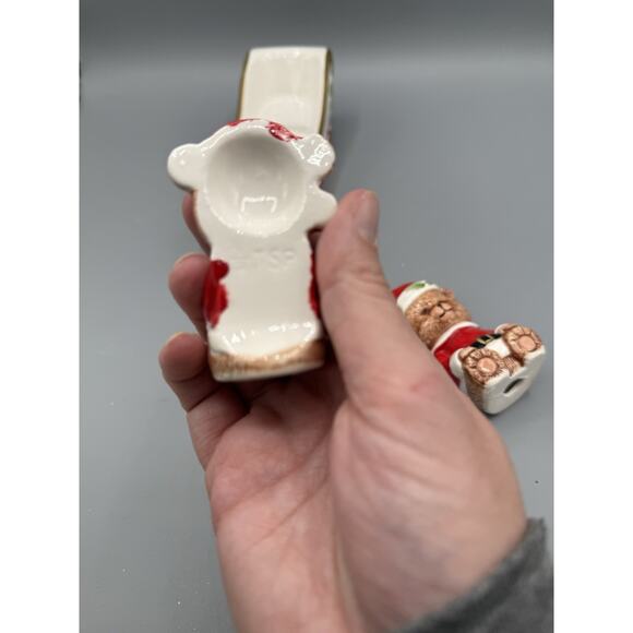 Ceramic Santa Bear Sleigh Set Christmas Centerpiece 5 Pc — Read Cracks on One - Picture 11 of 12